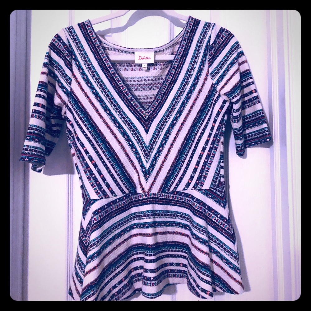 Deletta Anthropologie striped peplum top